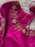 pure silk hand embroidery blouse/saree maggam blouse/hot pink zardosi blouse/hand embroidered blouse /magenta pink ready made blouse zardosi