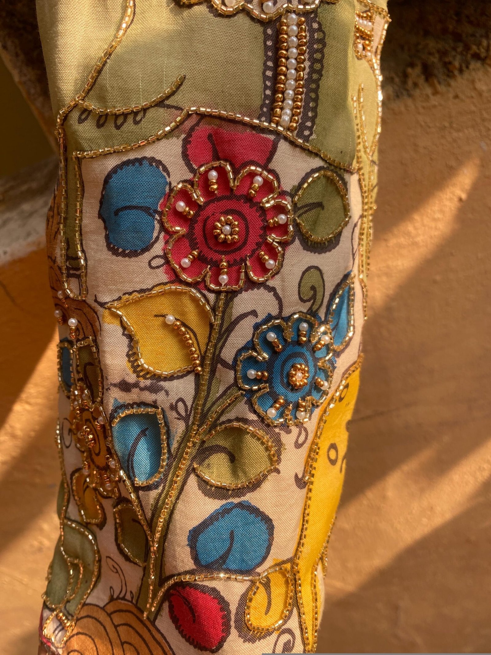 Hand embroidered Hand painted kalamkari blouse/kalamkari maggam blouse/multicolor blouse/hand embroidered blouse/Kalamkari ready made blouse
