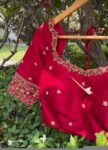 pure silk red hand embroidery blouse/saree maggam blouse/raw silk zardosi blouse/pure red hand embroidered blouse/ready made red blouse usa