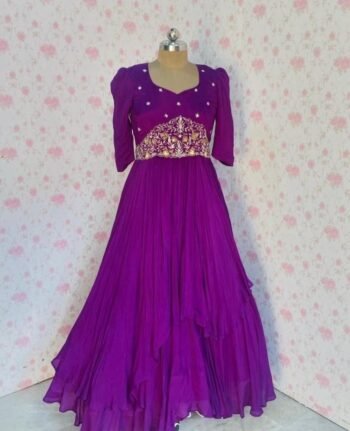 Hand embroidered Anarkali dress/green hand embroidered anarkali suit/purpe hand work anarkali Indian dresses/long gown /purple long dres