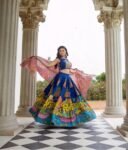 Women’s pure kalamkari lehenga set/crop top lehenga/Hand painted lehenga USA/wedding lehenga USA/kalamkari lehenga choli/blue lehenga choli
