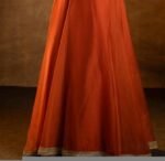 Orange Lehenga set/full sleeve draped gown/orange wedding lehenga gown/organza hand embroidered blouse/orange skirt/wedding party dress usa