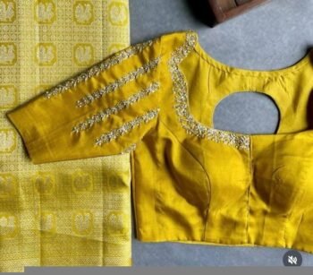 pure silk hand embroidery blouse/saree maggam blouse/yellow zardosi blouse/hand embroidered blouse/mustard yellow ready made blouse zardosi