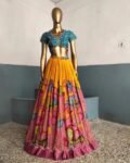 Women’s pure kalamkari lehenga set / crop top lehenga / Hand painted lehenga USA / wedding lehenga USA / kalamkarilehenga choli /voggish usa