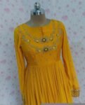 Hand embroidered Anarkali /haldi anarkali kurta/yellow anarkali suit set/anarkali dupatta USA/Indian dresses/yellow anarkali kurta/long gown