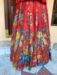Women’s pure kalamkari lehenga set/crop top lehenga/Hand painted lehenga USA/wedding lehenga USA/kalamkari lehenga choli/red and bluelehenga