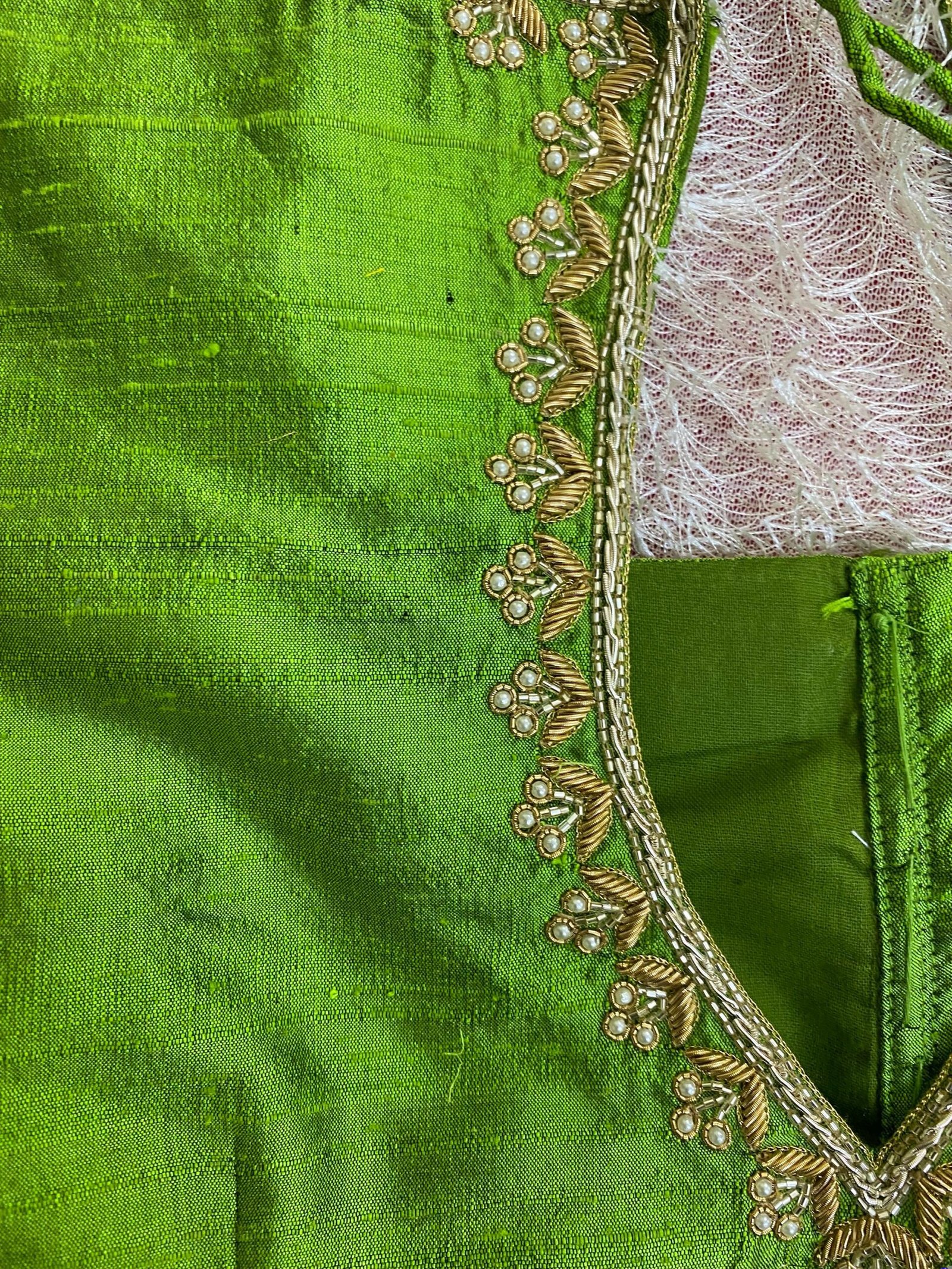 pure silk hand embroidery blouse usa/ green saree maggam blouse /raw silk zardosi blouse /hand embroidered blouse/ready made blouse zardosi