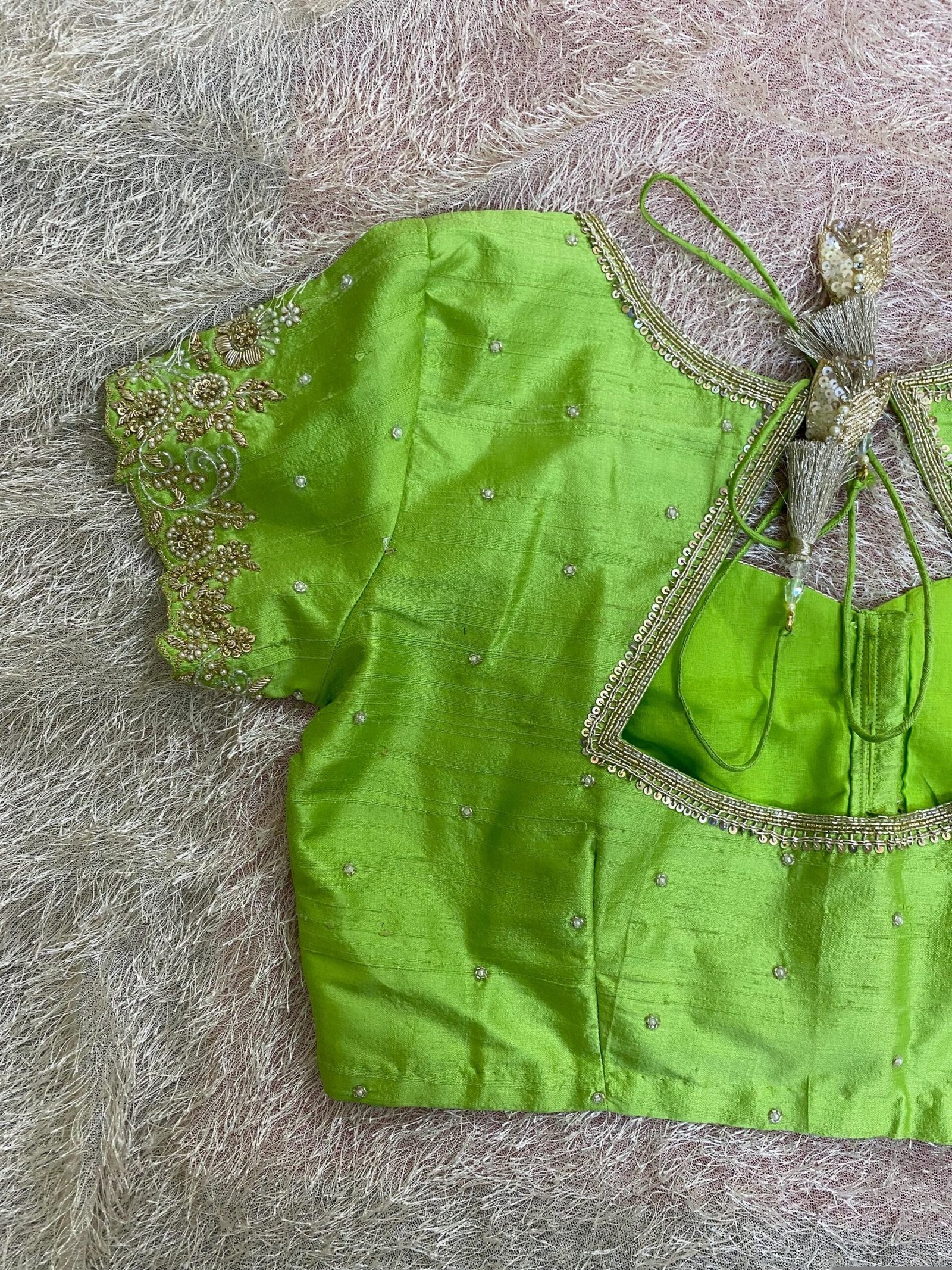 pure silk hand embroidery blouse usa/pista green saree maggam blouse /raw silk zardosi blouse /hand embroidered blouse/ready made blouse usa