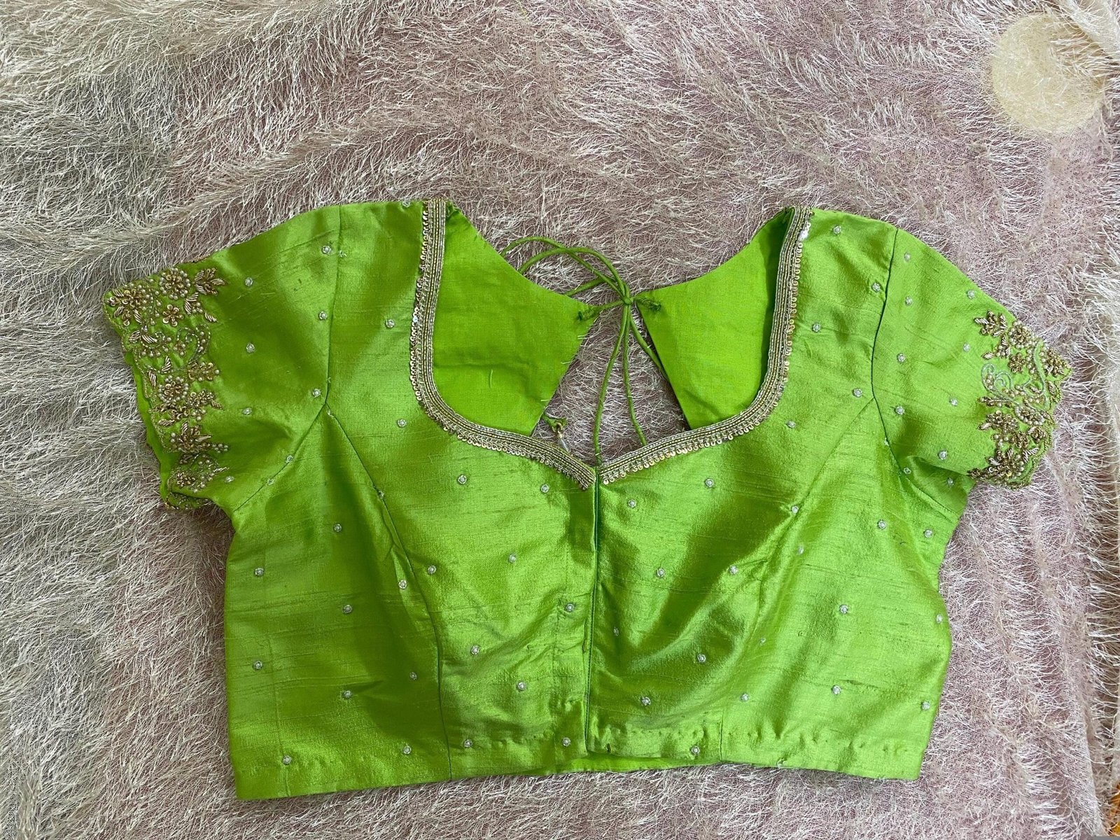 pure silk hand embroidery blouse usa/pista green saree maggam blouse /raw silk zardosi blouse /hand embroidered blouse/ready made blouse usa