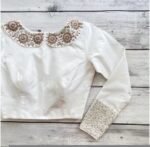 pure silk hand embroidery blouse /cream maggam blouse /raw silk zardosi blouse / multicolor chand embroidered blouse/ ready handmade blouse
