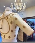 Cream Silk Saree Blouse: Hand Embroidered Zardosi Maggam