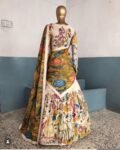 Women’s pure kalamkari lehenga set/crop top lehenga/Hand painted lehenga USA/wedding lehenga USA/green kalamkari painted lehenga choli usa
