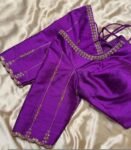 Purple hand embroidery blouse/saree maggam work blouse/purple saree blouse/purple hand embroidered blouse/ready made blouse zardosi/voggish