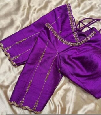 Purple hand embroidery blouse/saree maggam work blouse/purple saree blouse/purple hand embroidered blouse/ready made blouse zardosi/voggish