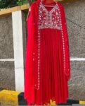 Red Anarkali suit usa/anarkali red kurta full sleeve/orange red full sleeve anarkali/red anarkali/Indian dresses/red anarkali with dupatta