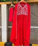 Red Anarkali suit usa/anarkali red kurta full sleeve/orange red full sleeve anarkali/red anarkali/Indian dresses/red anarkali with dupatta