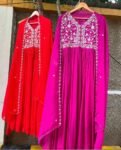 Red Anarkali suit usa/anarkali red kurta full sleeve/orange red full sleeve anarkali/red anarkali/Indian dresses/red anarkali with dupatta