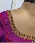 pure silk hand embroidery blouse/saree maggam blouse/purple zardosi blouse/hand embroidered blouse /magenta pink ready made blouse zardosi