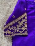 pure silk purple hand embroidery blouse /saree maggam blouse/pure raw silk zardosi blouse /hand embroidered blouse/purple ready made blouse