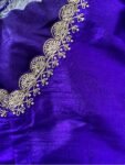 pure silk purple hand embroidery blouse /saree maggam blouse/pure raw silk zardosi blouse /hand embroidered blouse/purple ready made blouse