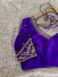 pure silk purple hand embroidery blouse /saree maggam blouse/pure raw silk zardosi blouse /hand embroidered blouse/purple ready made blouse