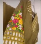 Mehendi green organza saree/floral organza silk blouse|green silk saree/mehendi outfit|sarees USA|organza saree floral embroidery blouse usa