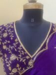 Purple hand work saree with blouse|purple embroidered saree with ready blouse|purpleheavy blouse|embroidered blouse with saree|scallop saree