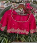 pure silk hand embroidery blouse/pink maggam blouse/silk zardosi blouse/hand embroidered blouse/ready made blouse zardosi/handwork blouse