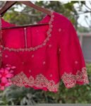 pure silk hand embroidery blouse/pink maggam blouse/silk zardosi blouse/hand embroidered blouse/ready made blouse zardosi/handwork blouse