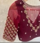 pure silk hand embroidery blouse /saree maggam blouse /red zardosi blouse /maroon red hand embroidered blouse /red ready made blouse zardosi