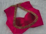 Pink Silk Saree Blouse: Hand Embroidered Zardosi Maggam Work