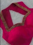 Pink Silk Saree Blouse: Hand Embroidered Zardosi Maggam Work