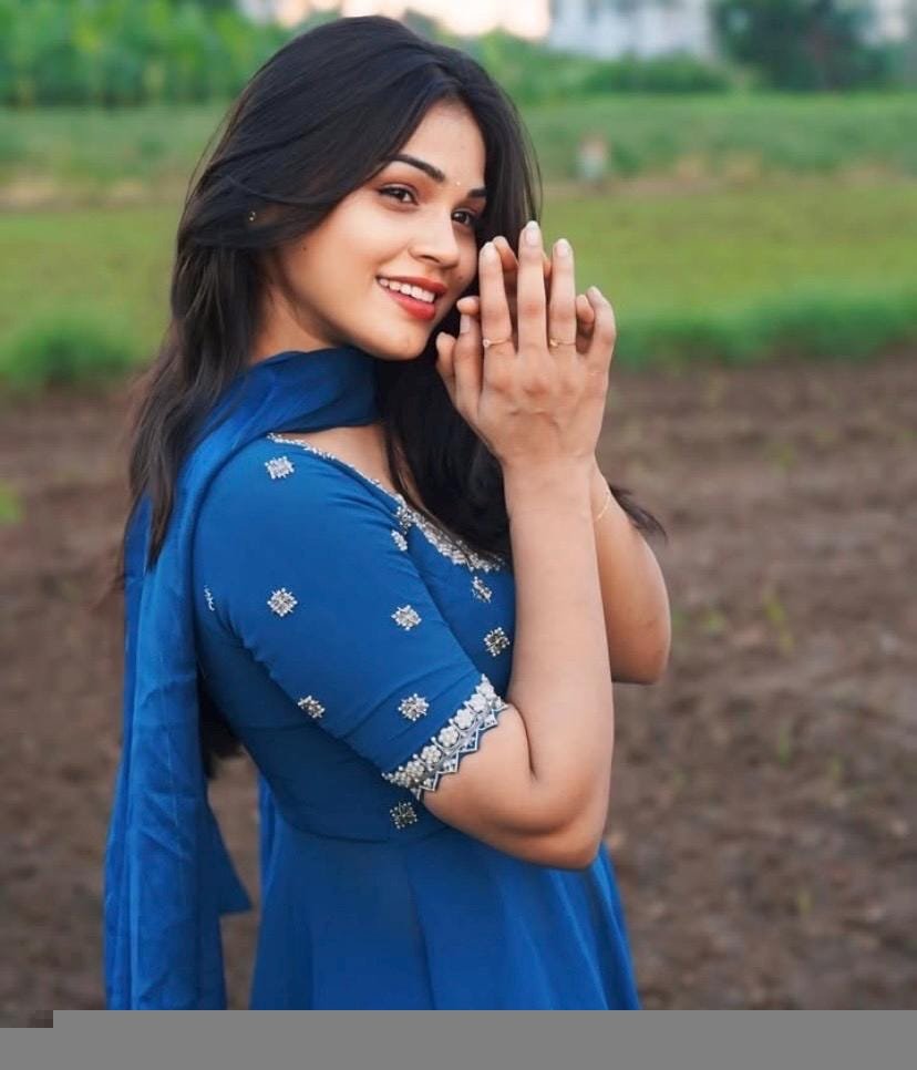 Hand Embroidered Blue Georgette Anarkali Dress with Dupatta