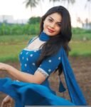Hand Embroidered Blue Georgette Anarkali Dress with Dupatta