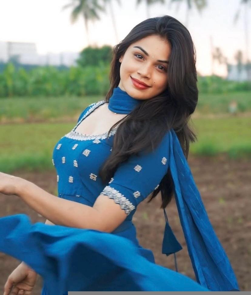 Hand Embroidered Blue Georgette Anarkali Dress with Dupatta