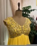 Mustard Yellow Anarkali Suit: Hand Embroidered Georgette Haldi Dress