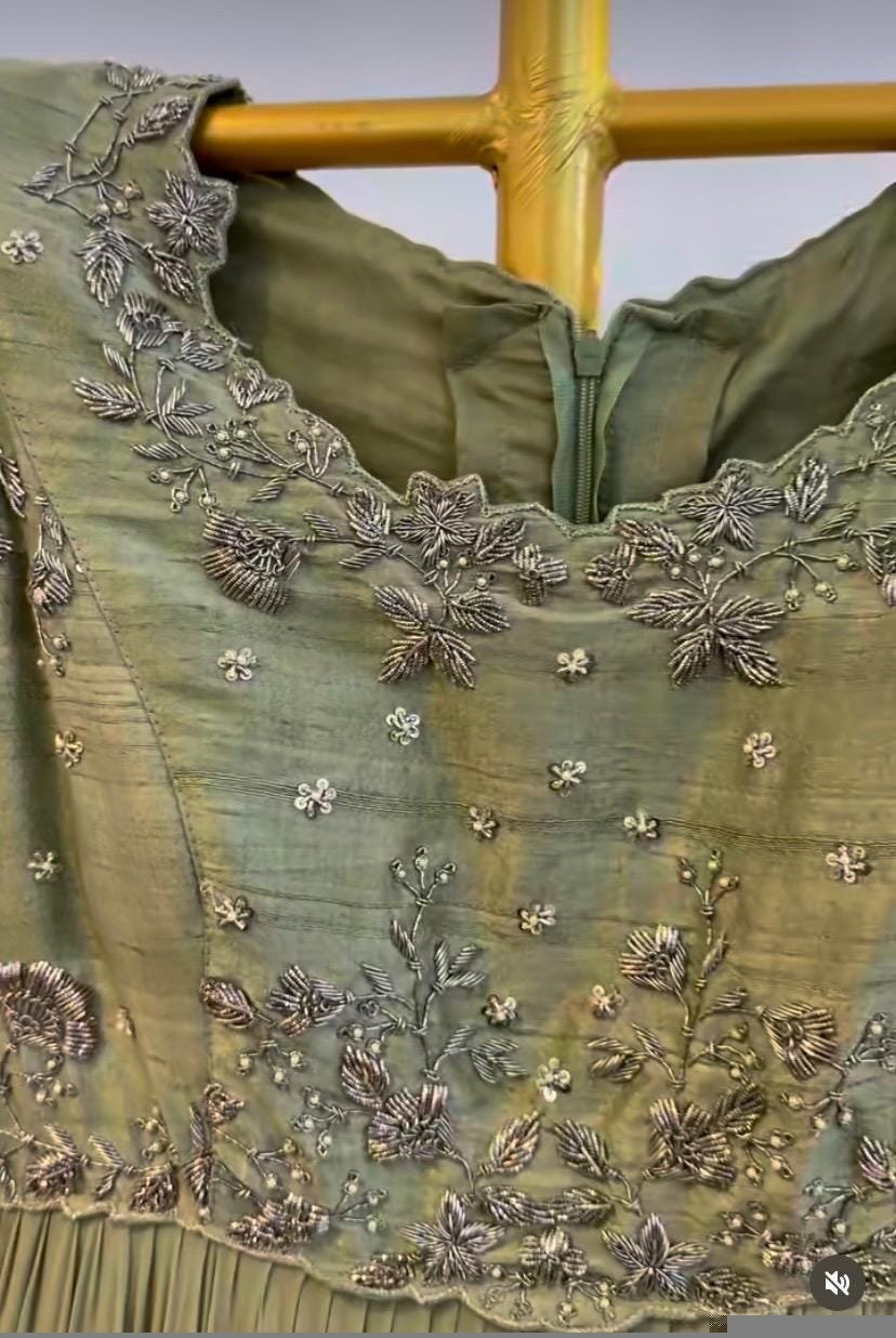 Green Anarkali suit usa/hand embroidery anarkali kurta/royal blue anarkali dress/sea green anarkali/Indian dresses/green layered anarkali US
