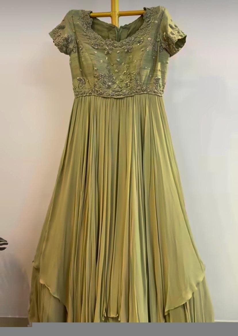 Green Anarkali suit usa/hand embroidery anarkali kurta/royal blue anarkali dress/sea green anarkali/Indian dresses/green layered anarkali US