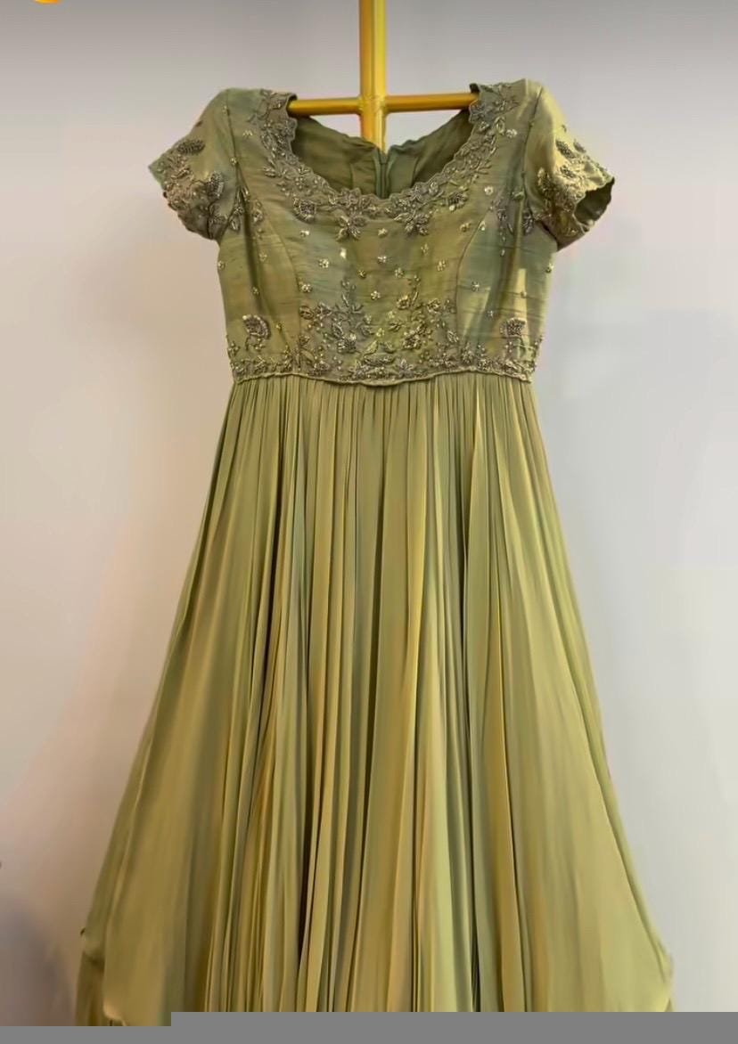 Green Anarkali suit usa/hand embroidery anarkali kurta/royal blue anarkali dress/sea green anarkali/Indian dresses/green layered anarkali US