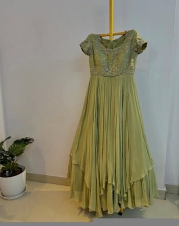 Green Anarkali suit hand embroidery anarkali kurta/royal blue anarkali dress/sea green anarkali/Indian dresses/green layered anarkali US