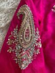 pure silk hand embroidery blouse/reddish pink maggam blouse /raw silk zardosi blouse/hand embroidered blouse /red ready made blouse zardosi