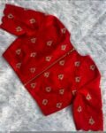 pure silk hand embroidery blouse/short sleeve maggam blouse/raw silk zardosi blouse/hand embroidered blouse/red ready made blouse zardosi