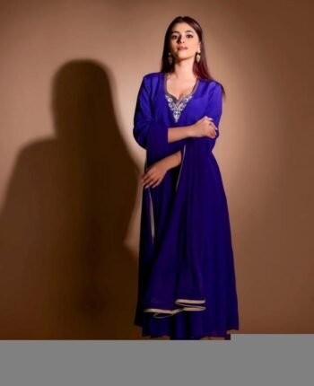 Hand embroidered Anarkali with dupatta/purple anarkali suit set/chinnon silk anarkali dupatta Indian dresses/anarkali dress with dupatta
