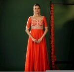 Orange Anarkali suit usa/anarkali red kurta full sleeve/orange elbow sleeve anarkali/orange dress anarkali/Indian dresses/orange anarkali