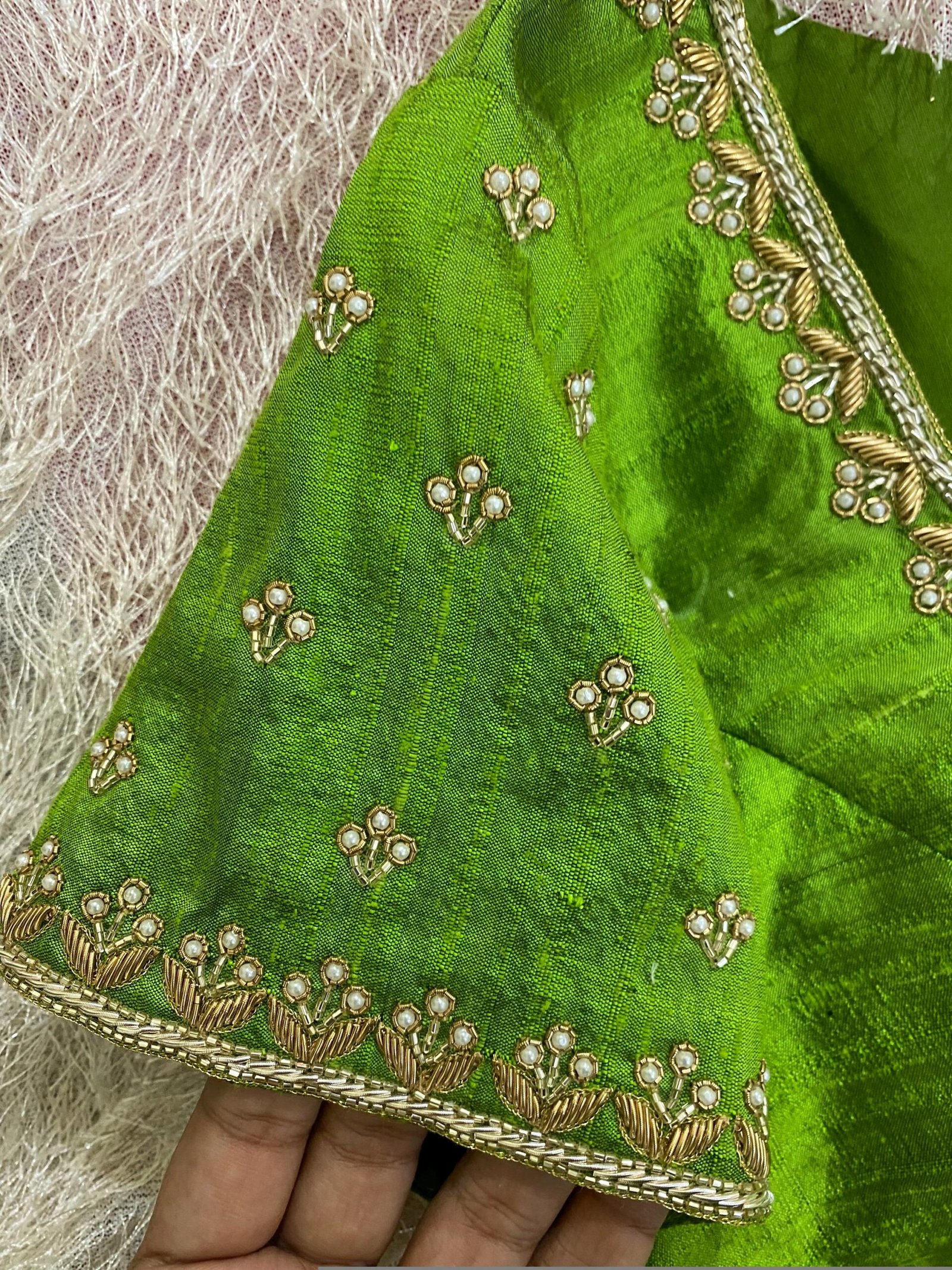 pure silk hand embroidery blouse usa/ green saree maggam blouse /raw silk zardosi blouse /hand embroidered blouse/ready made blouse zardosi