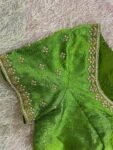 pure silk hand embroidery blouse usa/ green saree maggam blouse /raw silk zardosi blouse /hand embroidered blouse/ready made blouse zardosi