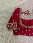 Hand Embroidered Pure Silk Blouse: Red Zardosi Maggam Saree Blouse