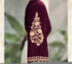 pure velvet hand embroidery blouse/v neck maggam blouse/red zardosi blouse/velvet hand embroidered blouse/burgundy velvet ready made blouse