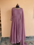 Hand embroidered Anarkali with dupatta/muave anarkali suit set/chinnon silk anarkali dupatta USA/Indian dresses/anarkali dress with dupatta