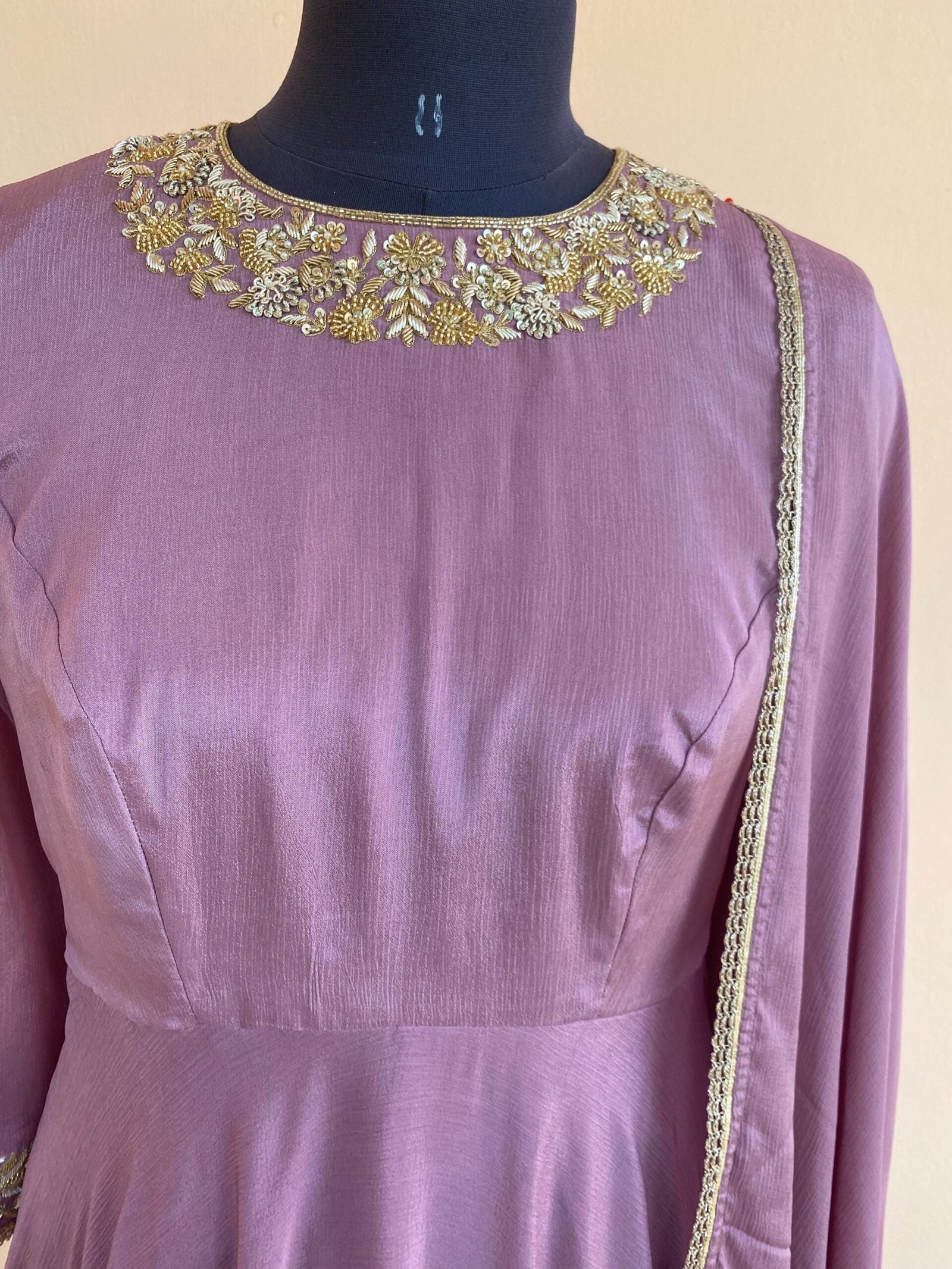 Hand embroidered Anarkali with dupatta/muave anarkali suit set/chinnon silk anarkali dupatta USA/Indian dresses/anarkali dress with dupatta